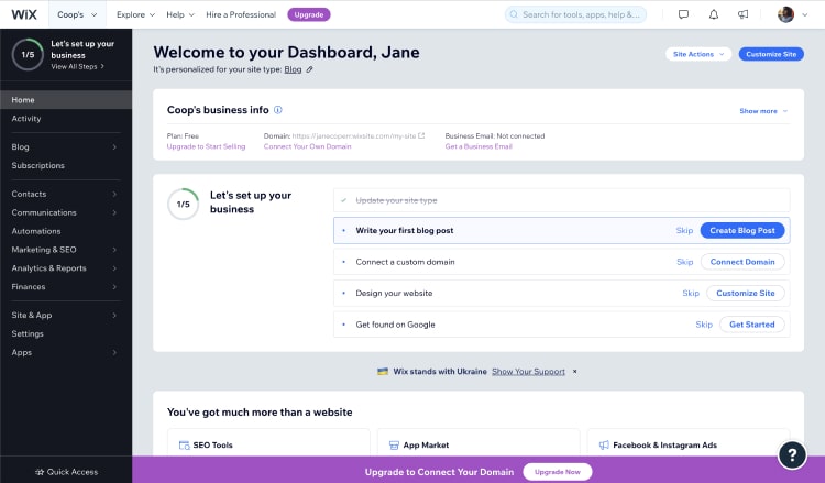 Creating a website on Wix